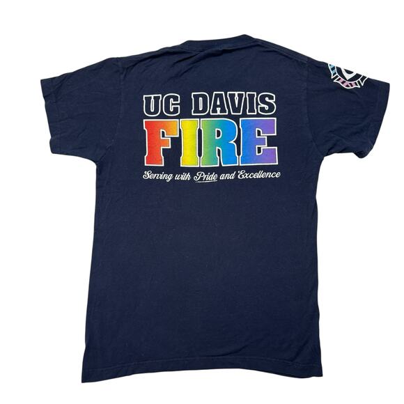 Tultex Other - UC Davis Fire Serving with Pride Navy Blue Tee Size Small Mens Unisex Rainbow